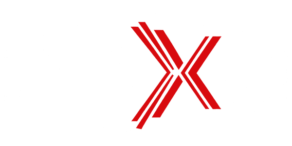 PRAXIS — اللوجو الأبيض للخلفيات الغامقة